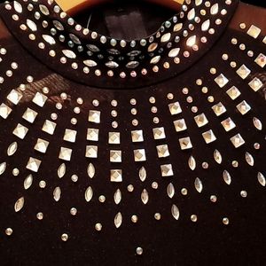 Sexy, Classy, Gorgeous Holiday/NYE or Stage Costume. One piece mesh with Bling.